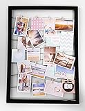 Spetebo Fotohalter 75x55 cm schwarz - Gummileine mit 20 Holz Klammern -...