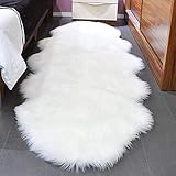 SXYHKJ Faux Lammfell Schaffell Teppich Lammfellimitat Teppich Longhair Fell Optik...