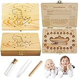 HIQE-FL Zahnbox aus Holz,Milchzähne Box, Zahndose für Milchzähne, Milchzahndose,...