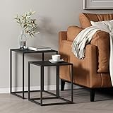 [en.casa] Satztisch Vejen 2er Set Couchtisch Stahl eckig für Wohnzimmer Schlafzimmer...