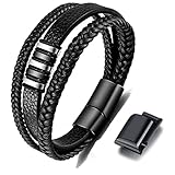 Geschenk für Männer - Herren Armband - Lerderarmband - Leder Armreif schwarz -...