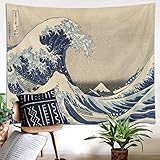LB Ozeanwelle Wandteppich Japanisch Wandbehang Große Welle Wandtuch Kanagawa...
