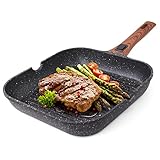 Joejis Grillpfanne Induktion 28 cm Antihaft Aluminiumguss Steakpfanne mit...