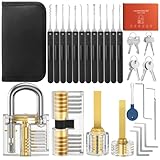 IPSXP Lockpicking Set, 32 Stück Dietrich Set mit 4 Transparentem Trainingsschlössern und...