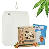 EcoYou Nussmilchbeutel Bio waschbar aus Hanf Veganer Nussmilch Beutel inkl. leckeren...