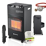 Juskys Keramik Gasheizung GS42US in Schwarz - 4200 W mit Druckregler & Schlauch...