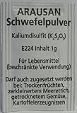 Schwefelpulver, Kaliumdisulfit E224, 1g, für Lebensmittel, Trockenfrüchte und Gemüse