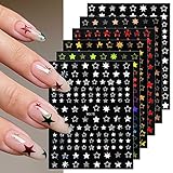 JMEOWIO Nagelsticker Bunter Stern 9 Blatt Nail Art Sticker Selbstklebend Nagelaufkleber...