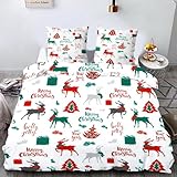 Gohytal Weihnachts Bettwäsche, 135x200cm Kinderbettwäsche, Rentier Hirschmotiv...