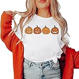 Bluse für Frauen Casual Halloween Druck Shirts Rundhals Kurzarm T-Shirt Tops Tunika Bluse...