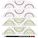 wllqinte 12 Stück Geometrie Dreieck mit Bleistift, Zeichendreieck Winkelmesser 2...