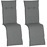 NYVI Auflage Barcelona für Relaxliegen/Relaxstühle 171x50 cm 2er Set Grau Weiße...