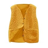 Weste für Damen, Teddy-Jacken, ärmellose Jacke für Damen, Fleece-Weste, Knopfleiste,...