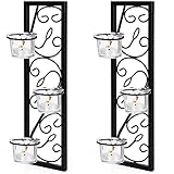 Belle Vous Kerzenhalter Wand Teelichthalter Schwarz Eisen Set (2 STK) - H35,2 cm...