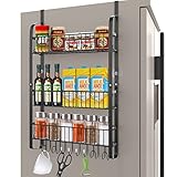 Yiomxhi Kühlschrank Regal, Gewürzregal für Kühlschrank Hängeregal mit 8 Haken, 3...