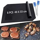 HELESIN BBQ Grillmatte für Gasgrill,8er Set Teflon Grillmatten Backmatte 40 * 33cm+ 2...