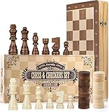 Peradix 2 in 1 Schach und Dame Spiel aus Holz - 38x38CM Klappbar Schachbrett Magnetisch...