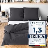 Wolkenfeld Bettwäsche 135x200 grau anthrazit - kuschlig weich & bügelfrei - ÖKO-TEX...