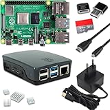 Raspberry Pi 4 4GB Starter-Set | 64GB Micro SD Karte | USB-C Netzteil | Gehäuse...