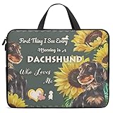 Dachshund Sonnenblume Hund Liebhaber Laptop Schutzhülle Neopren Laptoptasche mit Griff...