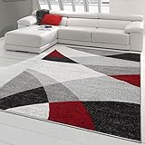 Teppich-Traum moderner Designerteppich mit abstraktem Rautenmuster grau rot, Größe...
