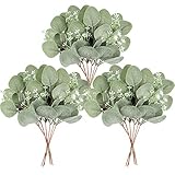 Homcomodar Künstliche Pflanzen Eukalyptus Deko 12Pc Simulation Grüner Eucalyptus...