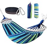 Hängematte Outdoor Baumwolle 280 x 160 cm, HOSPAOP Doppelhängematte Stabhängematte für...