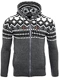 Reslad Herren Grobstrick Norweger Pullover Winter Strickjacke Kapuzenpullover...