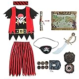 Aufrichtige Partei Piratenkostüm für Kinder, Piraten-Rollenspiel-Kits 8er Komplettset...