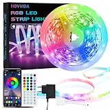 HOVVIDA LED Strip 5M, 30 LEDs/Meter, 150 LED, RGB LED Streifen, APP und Fernbedienung,...