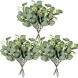Homcomodar Künstliche Pflanzen Eukalyptus Deko 12Pc Simulation Grüner Eucalyptus...