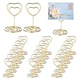 Gjinxi 20 Stück Gold Metall Tischkartenhalter, Herz Kartenhalter Sitzetiketten...