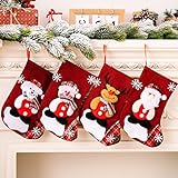 HIQE-FL 4 Stück Weihnachsstrumpf,Groß Nikolausstiefel,Nikolausstrumpf zum...