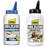 UHU Holzleim Wasserfest wood glue, 750 g & Holzleim Original Flasche,...