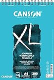CANSON XL Aquarellpapier, fein, 300 g/m², an der kurzen Seite spiralgebundener Block, DIN...