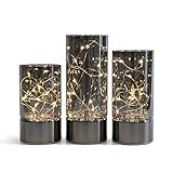 Rhytsing 3er-Set Glaszylinderlaternen mit Lichterkette, flammenlose Led Kerze mit...