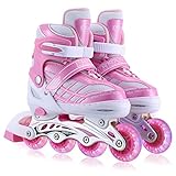 Kinder Inline Skates für Mädchen, verstellbare 4-Größen Inline Rollschuhe mit Allen...