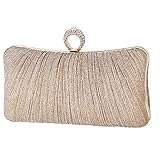 iwish Damen Clutch, Gold Elegante Kettentasche Tasche Clutch Bag, Hochzeit Wedding Prom...