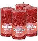 BOLSIUS - Rustik Kerze - Rot - 13 cm - 4 Stück - Unparfümierte