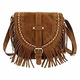 Taoyoule Frosted Quaste Tasche Damen Retro Satteltasche Mode Crossbody Umhängetasche...