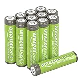 Amazon Basics AAA-Batterien, wiederaufladbar, 800 mAh, vorgeladen, 12 Stück