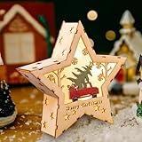 Weihnachtsdeko Holz Sterne mit LED Lichter, LED Weihnachtsstern...