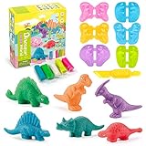 Purphy 12 Stück Knete Zubehör Set ab 2 3 4 jahre mit Bunt Modelliermasse, Dino...