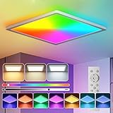 BLNAN LED Deckenleuchte RGB Dimmbar mit Fernbedienung, 24W Deckenlampe Panel mit...