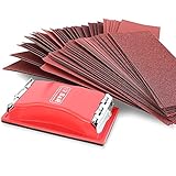 S&R 80-tlg. Schleifpapiersatz mit Handschleifer: Schleif-Papier und Schleif-Blätter für...