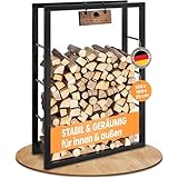 BLACK OAK Kaminholzregal JACK 150x100x25cm schwarz - für innen & außen bis 800kg Holz -...