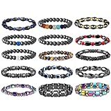 Dochais 15 Stück Magnet Hämatit Armband Set, Energie Armbänder, Evil Eye Armband Set, 7...