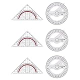 Geometrie-Dreieck und Winkelmesser Set - 6-Teiliges Hochwertiges und benutzerfreundliches...