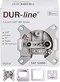DUR-line Antennendose 3-Loch SAT | Kabelfernsehen | DVB-T | Radio | Unicable für Aufputz...