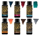 Diamine - 30 ml Füllfederhalter-Tinte – Farbrad – 6 x Flaschen – Autumn Oak, Syrah,...